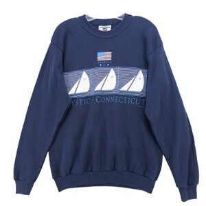 Vintage Mystic Connecticut Sweatshirt LEE Sailing Boats 90s 1995 Size MEDIUM